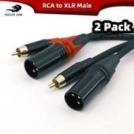 GOLLEY LION RCA เป็น XLR ไม่สมดุลสายเคเบิลเชื่อมต่อ2แพ็ค XLR สาย RCA ตัวผู้กับตัวผู้