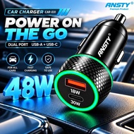 ANSTY 48W 2 Port USB type C PD | Fast charging car charger | Car charger | Car charger