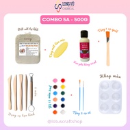 Combo Đất Sét Tự Khô 5 Món Full Box Đất Sét Tự Khô Đầy Đủ Dụng Cụ - Clay Craft Box - Long Vu Resin