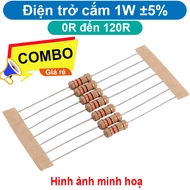 (50 pieces) Plug-in resistor 1W 4 color rings ±5% - value 0R to 120R