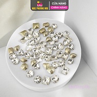 Đá Khối Nail Thủy Tinh 50 Viên, Chân Vàng Đính Móng Sang Trọng, Mix Nhiều Mẫu Sáng Bóng, Làm Nail Độ