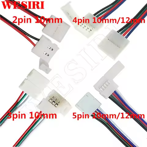 10-100pcs 2pin 3pin 4pin 5pin 8mm 10mm 12mm LED PCB Adapter Connecter for 3528 5050 WS2811 WS2812B A