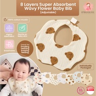 SG seller - Ultra Absorbent Baby Bibs Baby Muslin Bibs Wavy Shape Bibs Adjustable bibs Feeding bibs 