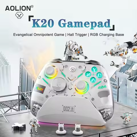Aolion K20 RGB Wireless Gaming Controller With Charging Dock Gamepad Hall Effect Joystick Trigger Fo