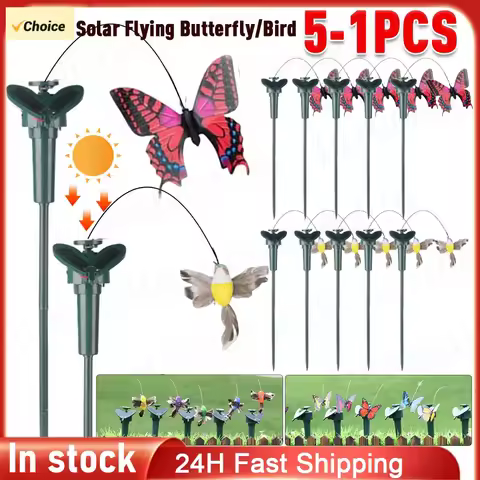 5-1pcs Solar Garden Butterfly Solar Flying Butterflies Garden Dancing Fluttering Butterfly Hummingbi