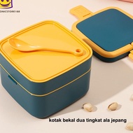 Ready Stock Ready Stock Lunch Box Pastel Food Box Free Spoon 2-tier Lunch Box 7011