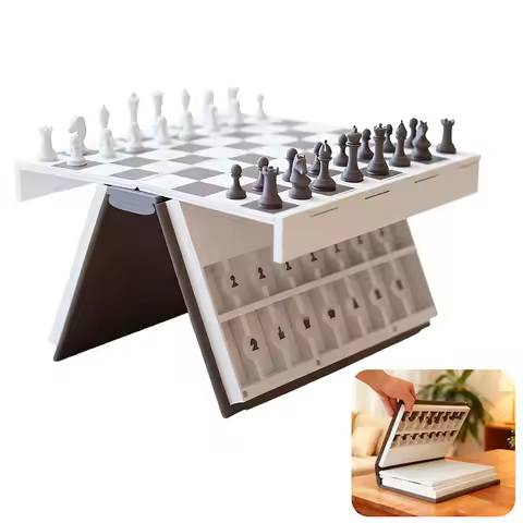 Book Shaped Storage Chess Set Portable Folding Board Game Home Party Game