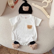 Set body kèm nón và tất bé trai bé gái 3-9kg. Body suit cho bé đầy tháng thôi nôi. Stella Boutique