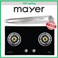 (Hood + Hob Bundle) Mayer 78cm 2 Burner Hob MMGH772HI + 90cm Stainless Steel Cooker Hood MMSL901SM