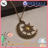 SK SK Charm Gold/Silver Jewelry Pendant Chain Sun And Moon Crescent Necklace