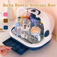 Baby Bottle Storage Box Multifunctional Drain Rack Supplies Drying Dustproof With Lid