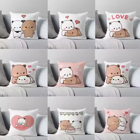 Panda bear hug Bubu duda Mochi Peach Cat Throw Pillow Bedroom Sofa Anime Bed Fashion Pillowcase thro