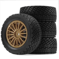 4PCS 80MM Rally Rubber Tires Wheel Rim Set Compatible with 1/10 Off-Road RC Car HSP 94177 HPI WR8 Fl
