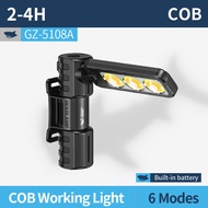 Nụ Cười Cá Mập Gz5108 Đèn pin Led 6 Chế Độ Loại C Có Thể Sạc Lại Làm Việc Đèn Pha Trắng Đỏ Vàng Ánh