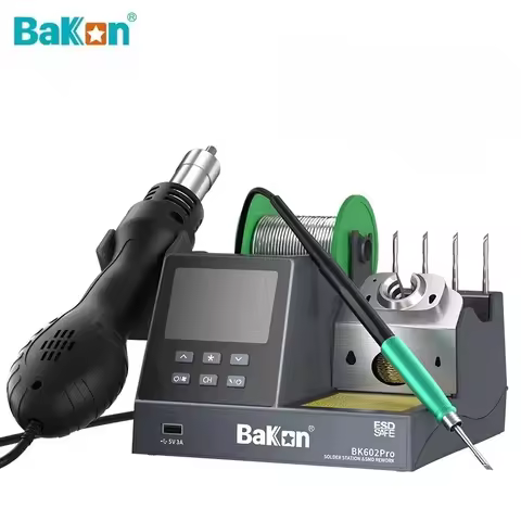 Bakon BK602 PRO Rework Station 2 in 1 Soldering Station Hot Air Blower Heat Gun Desoldering Adaptive
