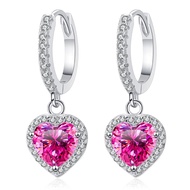 Pink Green White Heart Moissanite Earrings for Women -Total 2ct Laboratory Diamond Earrings Jewelry 