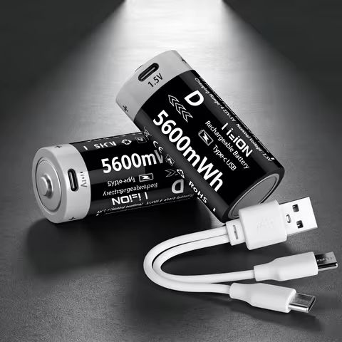 Hot USB D Size Rechargeable Battery 1.5V 5600mW LR20 Lithium-ion D-Cell Battery for Gas Cooker Water