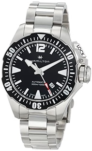 Hamilton Watch Khaki Navy Frogman Swiss Automatic Watch 42mm Case, Black Dial, Silver Stainless Stee