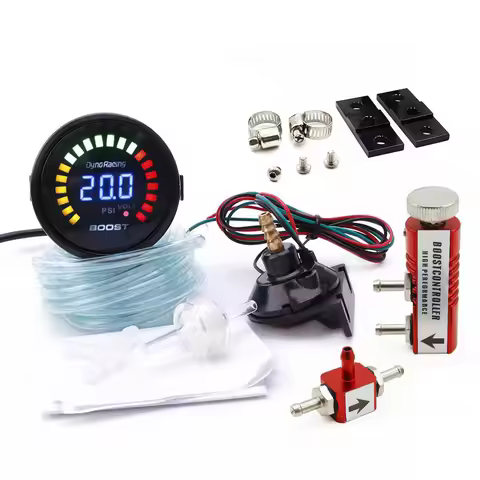 Dynoracing 2"52mm Car Digital 20 LED Turbo Boost Gauge-15-45PSI+ Adjustable Turbo Boost Controller K