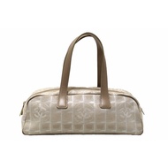 Authentic Chanel Vintage Beige CC Canvas Bowling Bag