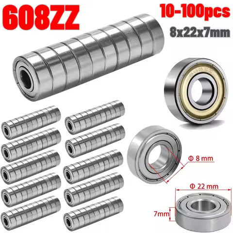 10-100Pcs 608 ZZ 608RS Ball Bearings 608ZZ Metal Double Shielded Miniature Deep Groove Skateboard Ba