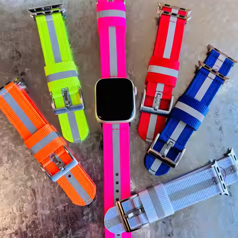 New High Quality Woven Nylon Reflective Strip For Apple Watch 9 Band Smart IWatch Series 8 7 6 5 4 3