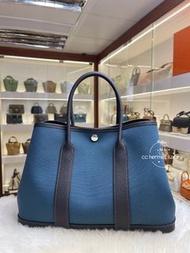 Hermes Garden Party 30 GP30 canvas Bleu tempete / Ebene 花園包 風暴藍拼烏木色 帆布