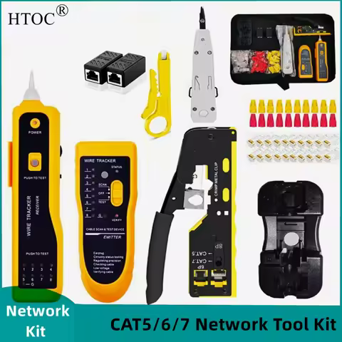 HTOC Network Tool Kit Ethernet Wire Tracker CAT7 Crimper Tool Keystone Jack Module Holder Punch Down