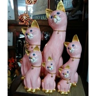 6 Family Carved Wooden Cats/Set