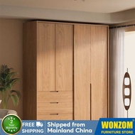 Wonzom Huashao Oak sliding door wardrobe, all solid wood, 2025 new popular model, combination cabine