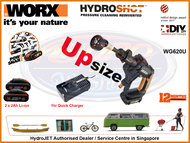 WORX WG629U Hydroshot 20V - UpSize 2 x 2Ah Li-ion &amp; Quick Charger