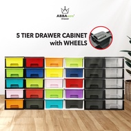 Tier Drawer Cabinet Abbaware with Black Frame/Laci Simpanan / Plastik Kabinet/Drawer Storage Cabinet /Almari Baju 5 Tier