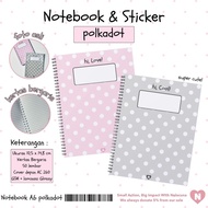 NELACUNA A6 Polka Dot Notebook with Striped Paper, 50 Sheets, AC Cover, 260 Glossy Lamination