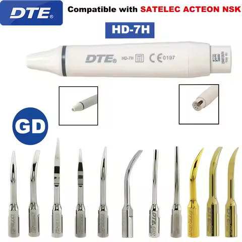 Woodpecker DTE Dental Tips Ultrasonic Scaler Handpiece With LED HD-7H Scaling Tips Fit SATELEC ACTEO
