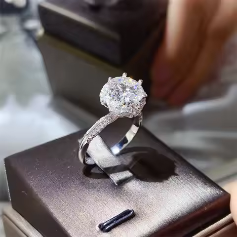 Luxury Platinum Solid Platinum PT950 Women's Ring Diamond 3 Carat D-Color Proposal