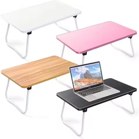 4 Pcs Foldable Lap Table Folding Laptop Bed Desk 4 Color Portable Study Table Laptop Stand for Bed L