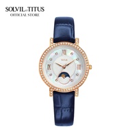 Solvil et Titus Chandelier 3 Hands Quartz with Day Night Indicator in Blue Leather Strap Women Watch W06-03261-005