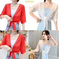 Women's Soft Chiffon Bolero Jacket - Open-Front Sheer Cropped Design