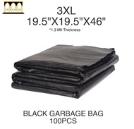 Golden Arches 100 PCS XXXL (3XL) Garbage Trash Bag (Black) 19.5 x 19.5 x 46 inches