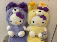 （一對不拆售）Vintage Sanrio 中古 絕版 北海道限定 Hello Kitty 長尾 黃狐狸 紫狐狸 毛公仔 公仔 一對
