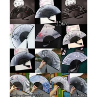 Hand-held antique folding fans in many models, 21cm and 6 inches long