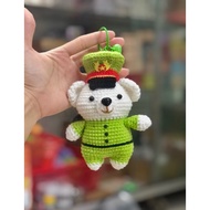 HANDMADE WOOL KEYCHAIN Army Bear