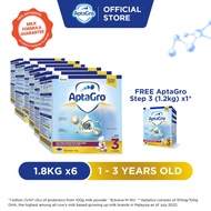 Aptagro Step 3 Growing Up Milk Formula 1-3 years (1.8kg x 6) FOC Step 3 (1.2kg)