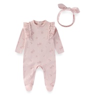 Kiddiezoom 4 Colors Solid Unisex Newborn Baby Girl Clothes Rompers+Headband Baby Clothing Sets