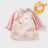 Girls Dress Autumn And Winter Thin Velvet Thickened Baby Girl Chinese Style New Year Dress Little Gi