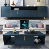 MODRA teal blue tv console set blue coffee table modern white gold blue gold luxury cabinet