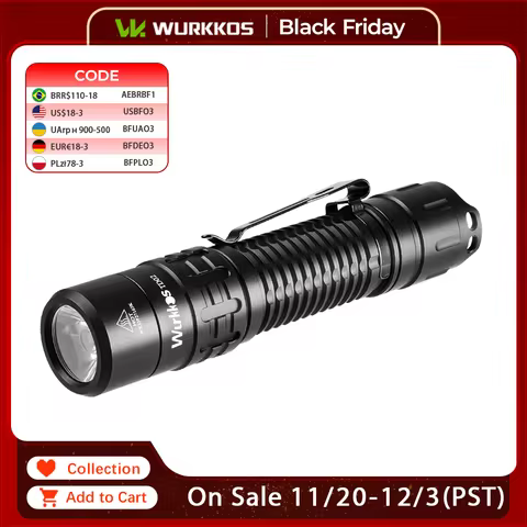Wurkkos TD02 Tactical Flashlight 2000LM Pocket Torch 18650 Rechargeable EDC Type-C Charging Port Tai