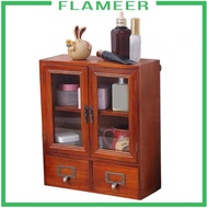 [Flameer] Storage Cabinet Desk Organizer Cupboard Showcase Rustic Key Box Holder Cabinet Shelf Wooden Display Rack for Home Living Room