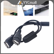 30Cm 5.5/2.1 Female To 2-Port Usb DC5.5*2.1 Power Cable Waterproof Jacket Female To Micro USB