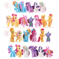 12pcs/set My Little Pony Figures 5-7cm Mini Figurines Rainbow Dash Twilight Sparkle Spike Apple Jack